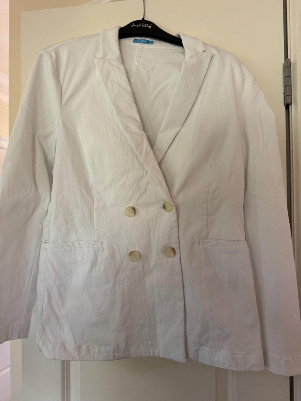Cropped White Double-Breasted Blazer Jacket